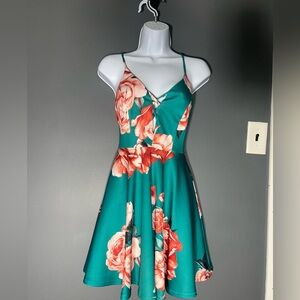 Green floral dress